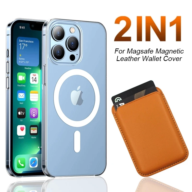 

For Magsafe Wallet Card Holder Clear Phone Case For iPhone 14 13 12 11 Pro Max X XR XS Shockproof Magnetic Wireless Charge Cover
