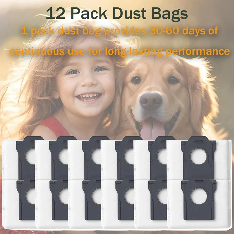 12 упаковок мешков для пыли робота-пылесоса Dreame X30 Ultra / X40 L10s Pro большая емкость 3 л