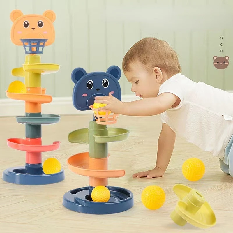 NEW Kids Toys Track Sliding Ball Rolling Ball Pile Tower Baby Educational Sorting Nesting & Amp Stacking Toys 0-3 Years Gift