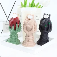 festive style ghost hand rose candle mold silicone bone holding ball plaster mould diy skeleton epoxy tool home decorations