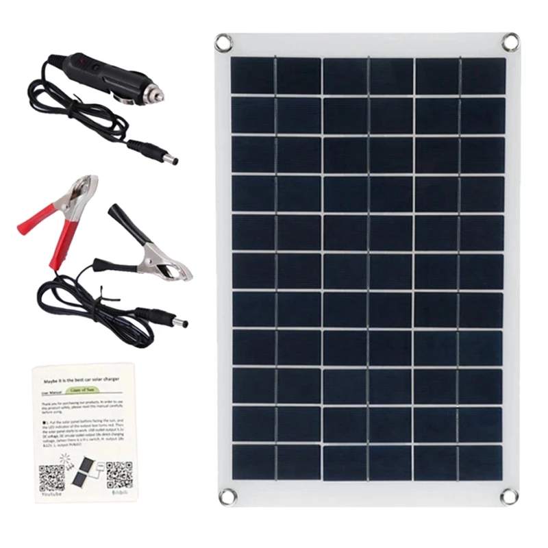 

Solar Panel Kit 20W 18VDC Polysilicon Dual USB Semi-Flexible Solar Panel For Mobile Phone Car Battery Solar Charger