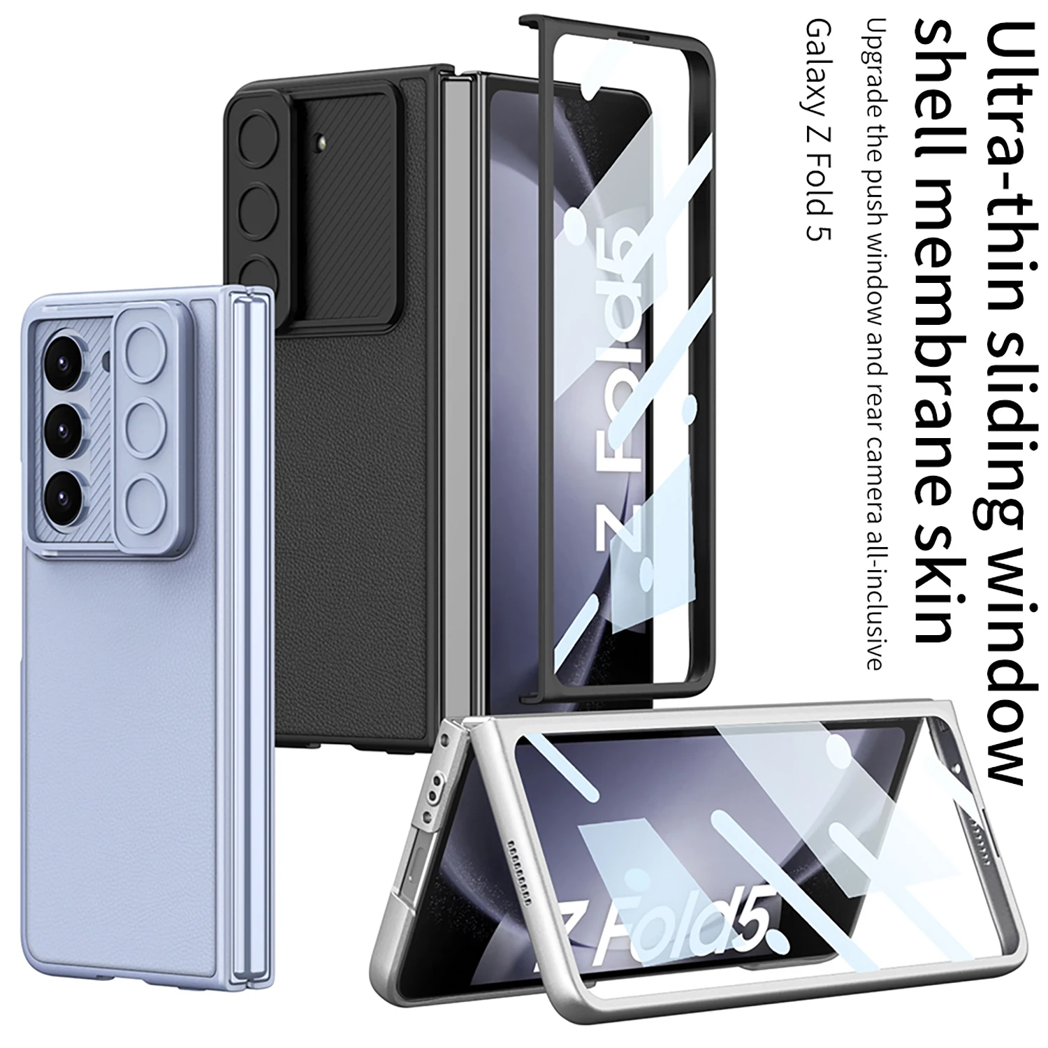 

Ultra-thin All-inclusive Shock-proof Sliding Window Protective Case For Samsung Z Fold5 Cases ZFold5 Case With Screen Film Stand