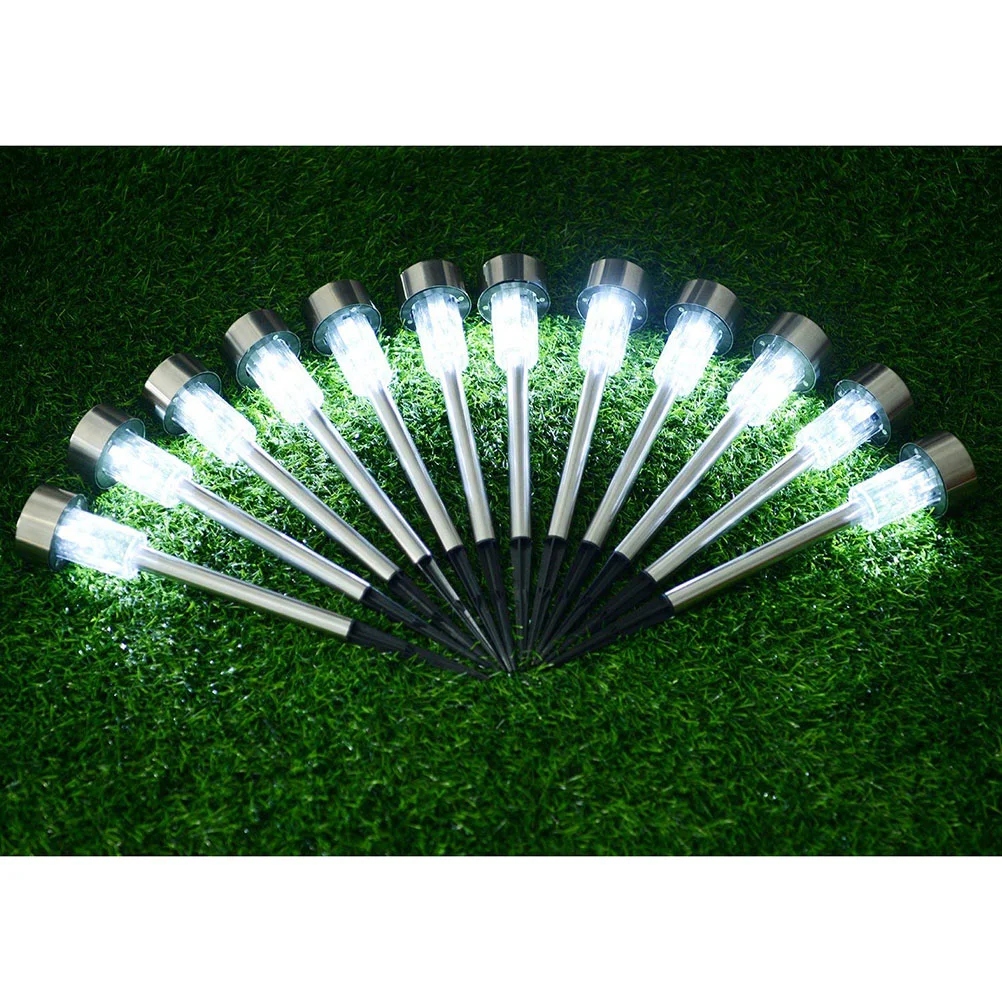 

24pcs Solar Lights Stainless Steel Lawn Garden Landscape Light Decoration for Pathway Walkway Patio Lawn Garden ( )