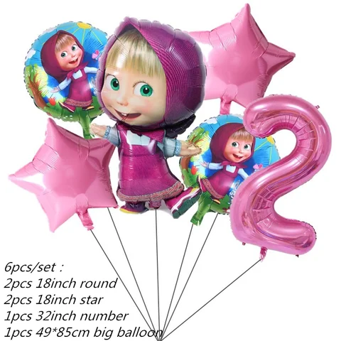 Воздушные шары из фольги в виде девочки и медведя, 32 дюйма