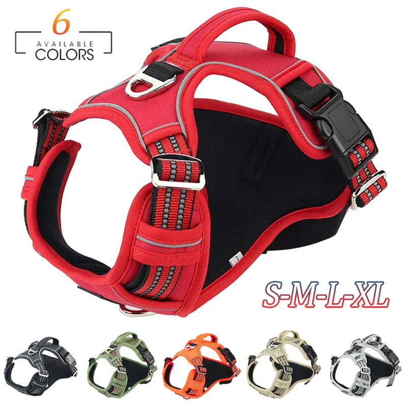 

No Pull Adjustable Pet Dog Harness Vest With Handle For Medium Large Dogs 1000D Oxford Cloth Reflective Dog Harness For Training