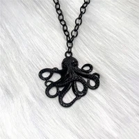 goth black big octopus pendant chain necklace for women man gift punk steampunk vintage charm jewelry accessoires