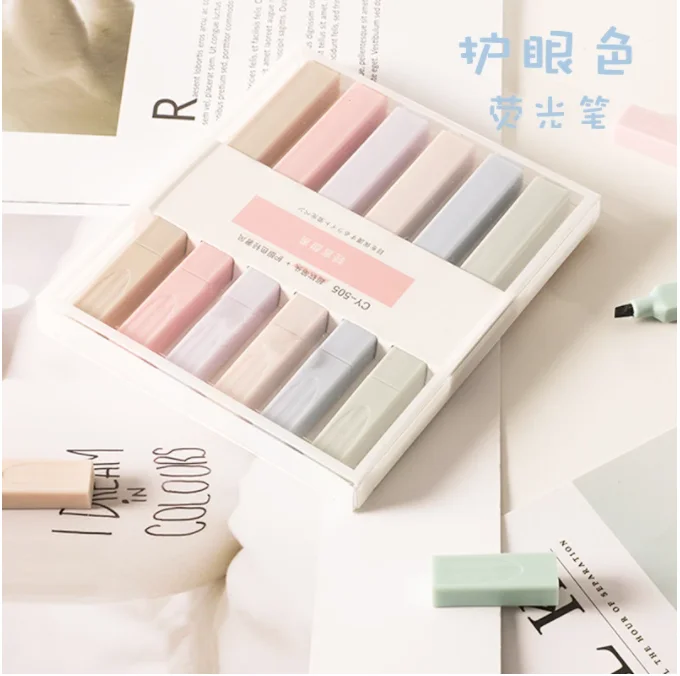 

6 pcs/set Brief Style Pale Color Highlighter Fluorescent Pen Art Markers Gift Stationery Highlighter Set Pastel Highlighters