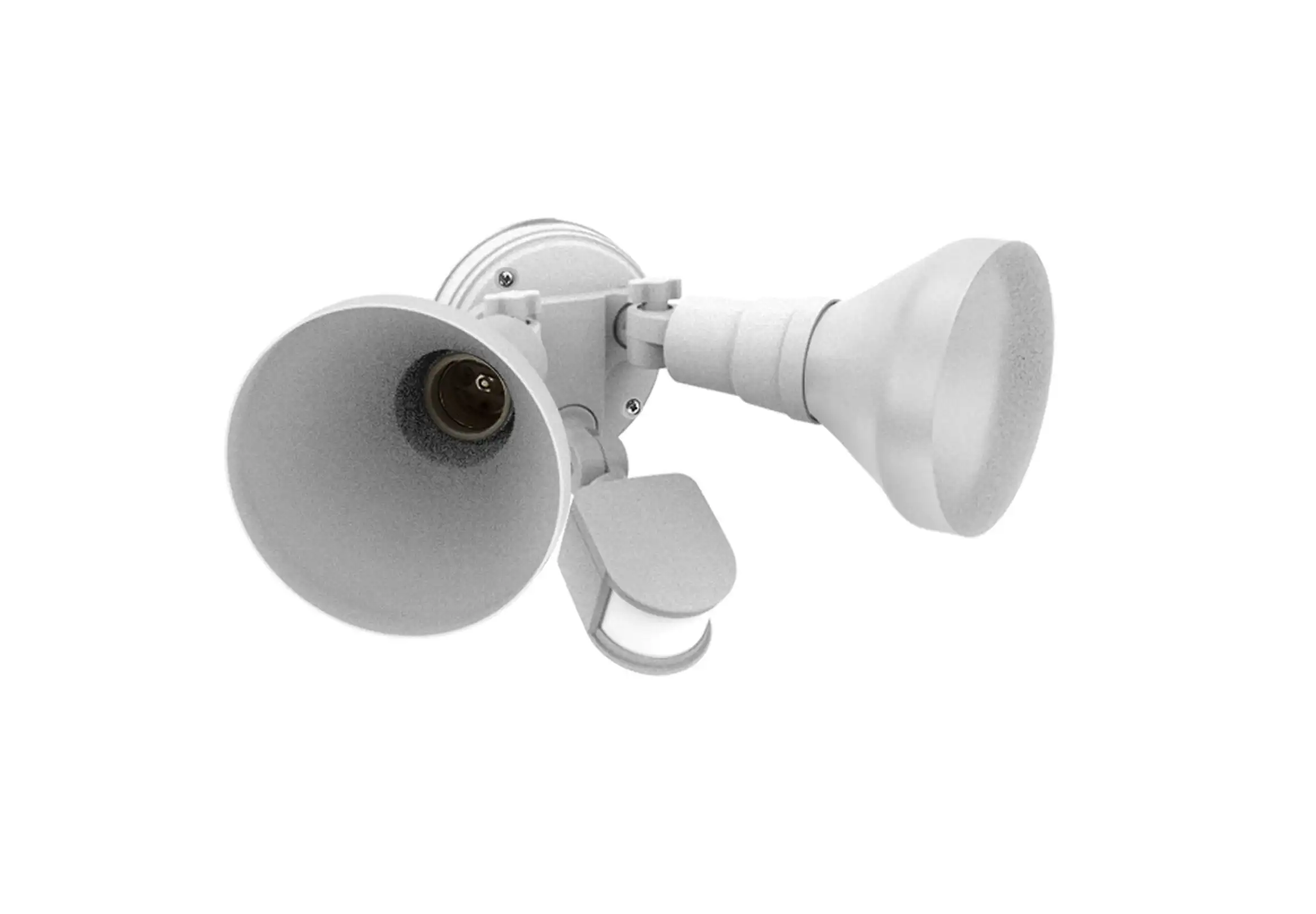 

White Dual Head Motion Wired Activated Security Flood Light, LED, Durable Aluminum Construction