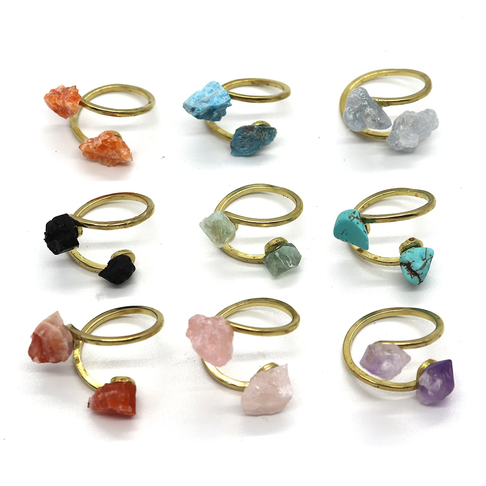 

Creative Crystal Ring Irregular Shape Natural Stone Adjustable Onyx Charm Fashion Jewelry DIY Boutique Women's Accessorie 6-12mm