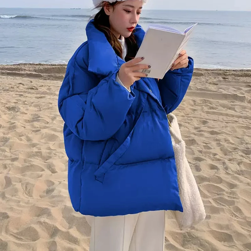 Winter Thick Warm Women's Parka Loose Fashion Solid Long Sleeve Down Padded Jacket Casual Versatile Women Outerwear 2022 New