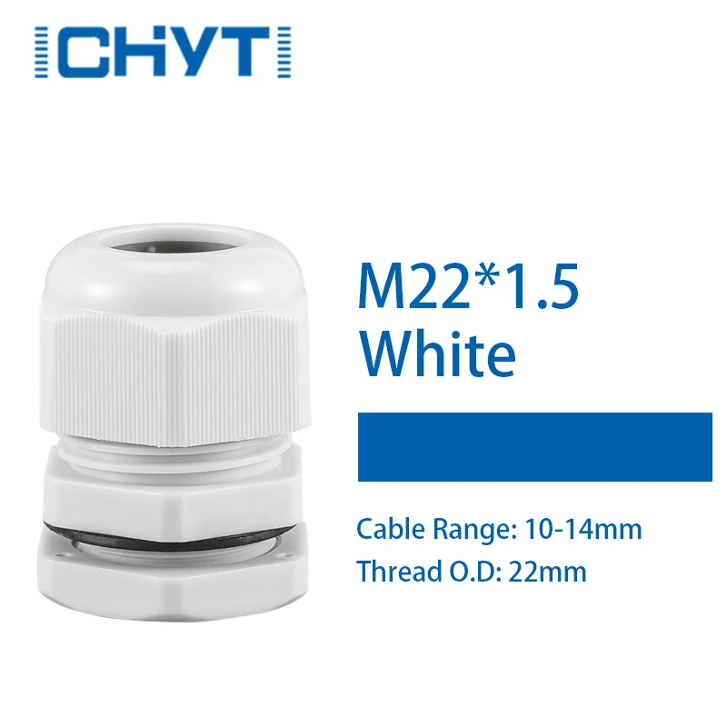 

PG16 M22x1.5 Waterproof Cable Gland 1piece Cable Entry IP68 For 10-14mm White Black Nylon Plastic Connector