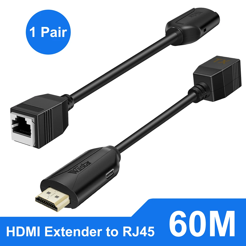 1 пара HDMI RJ45 удлинитель 60 м по категории 5e/6 сети Ethernet LAN к ретранслятор 1080P для HDTV DVD