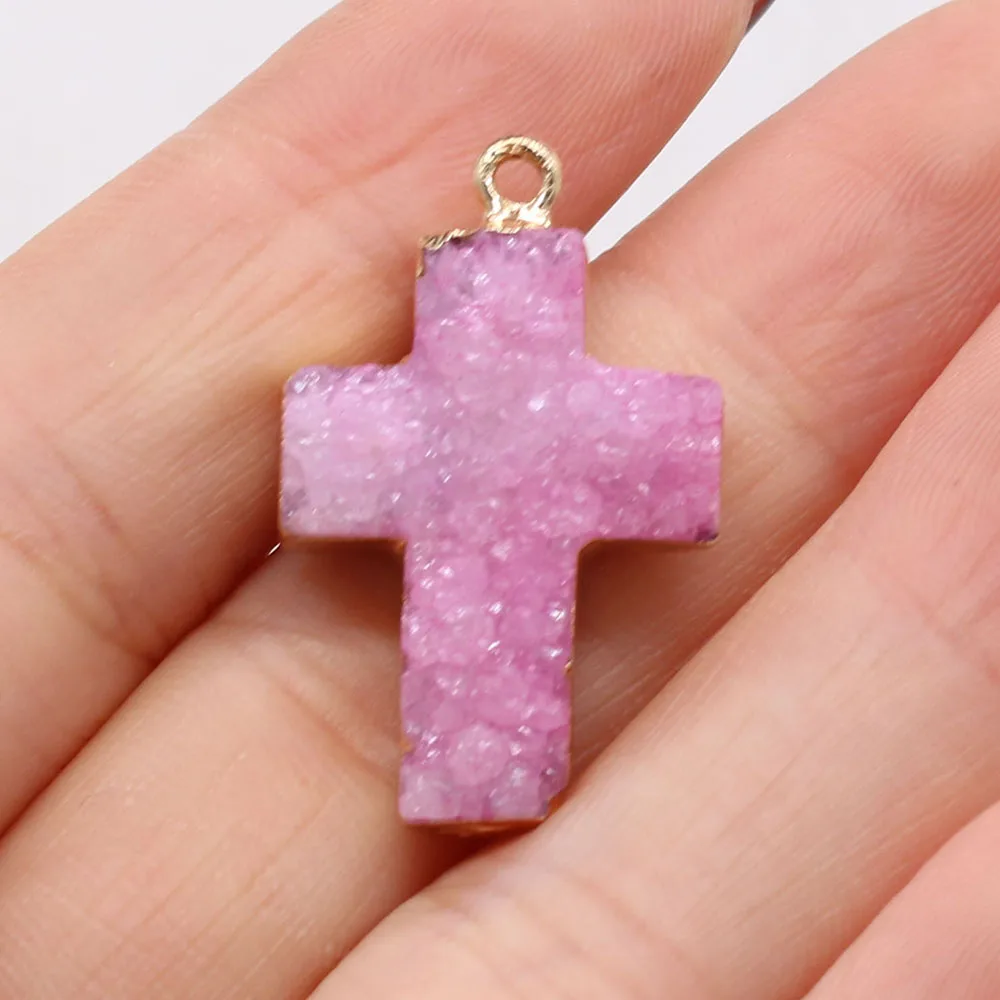 

Подвеска из натурального камня в форме распятия, украшение в виде Φ Agate для изготовления ювелирных изделий «сделай сам», Аксессуары для ожер...