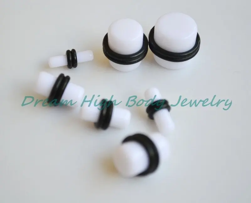 

HENGKE Jewelry White Ear Plug Flesh Tunnel 3-12mm Ring UV Acrylic Popular Body Piercing Jewelry For Women