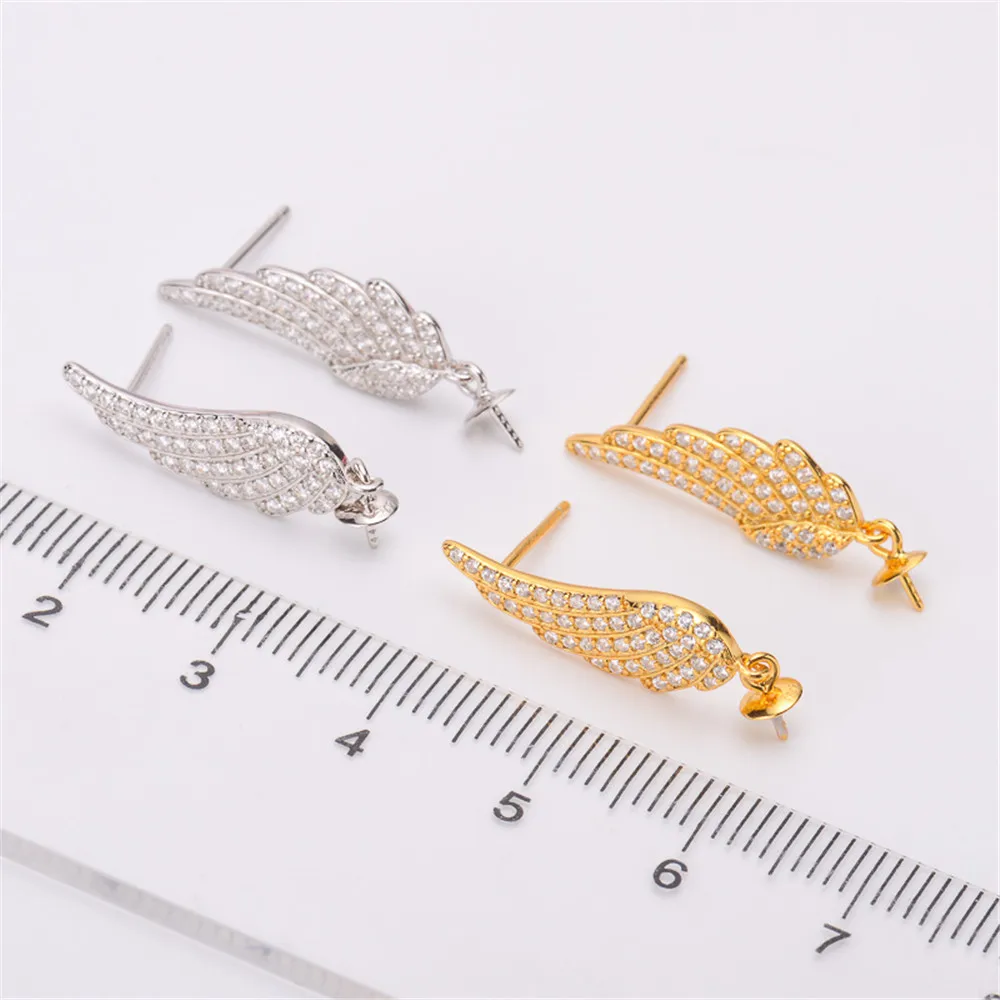 S925 Sterling Silver Pearl Beads Stud Earrings Setting Base Diy Jewelry Making Findings&Components