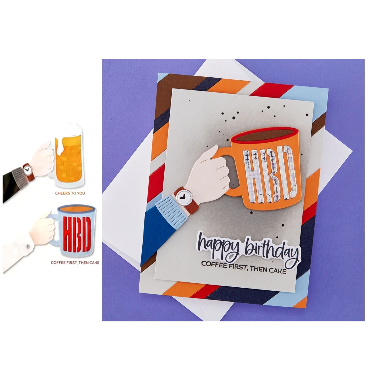 Фото Металлические вырубные ножи и прозрачные штампы April 2026 Blind Box Birthday Brew с горячим тиснением фольгой для DIY-подарков, открыток, скрапбукинга и бумажных поделок №1