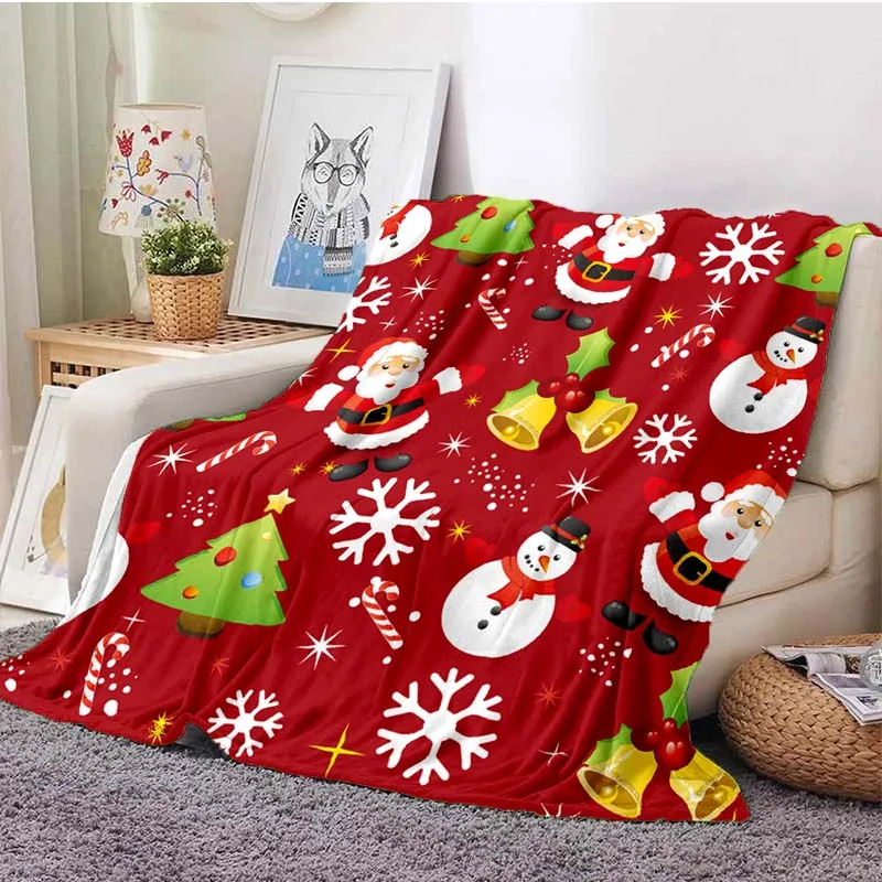 Merry Christmas Throw Blanket Santa Claus Blankets Snowman Flannel Blanket Sleep Travel Sofa Bed Christmas Decor Christmas Gifts