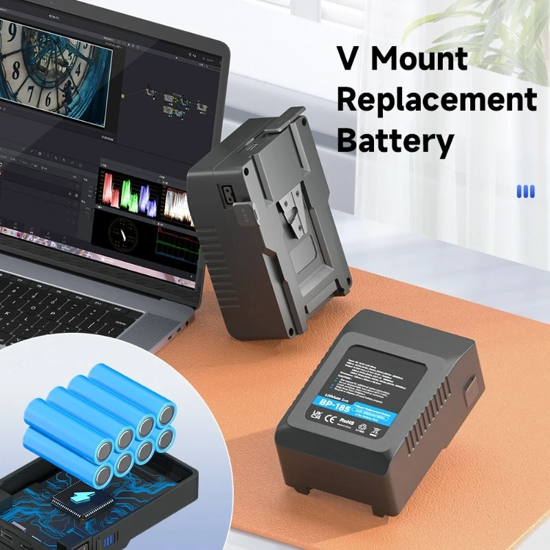 Фото V Mount V-Lock BP-185 Аккумулятор 14,8 В 12500 мАч TPYE-C PD60W Быстрая зарядка для камеры Sony Broadcast Studio Light Fill Light Монитор №4