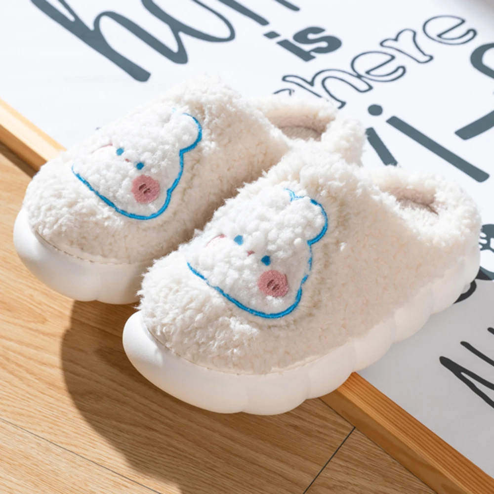 

Cute Rabbit Fluffy Fur Slippers Women Winter Warm Closed Plush Home Slipper Kawaii Flat Thick Platform Slides Shoes 2022 qt560