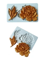 peony flower shape silicone mold kitchen diy cake decoration baking tool fondant dessert chocolate mold clay
