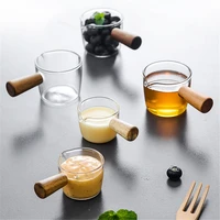 coffee pot wooden handle glass milk teapot mini sauce gravy pan seasoning oil saucer home hotel kitchen tableware