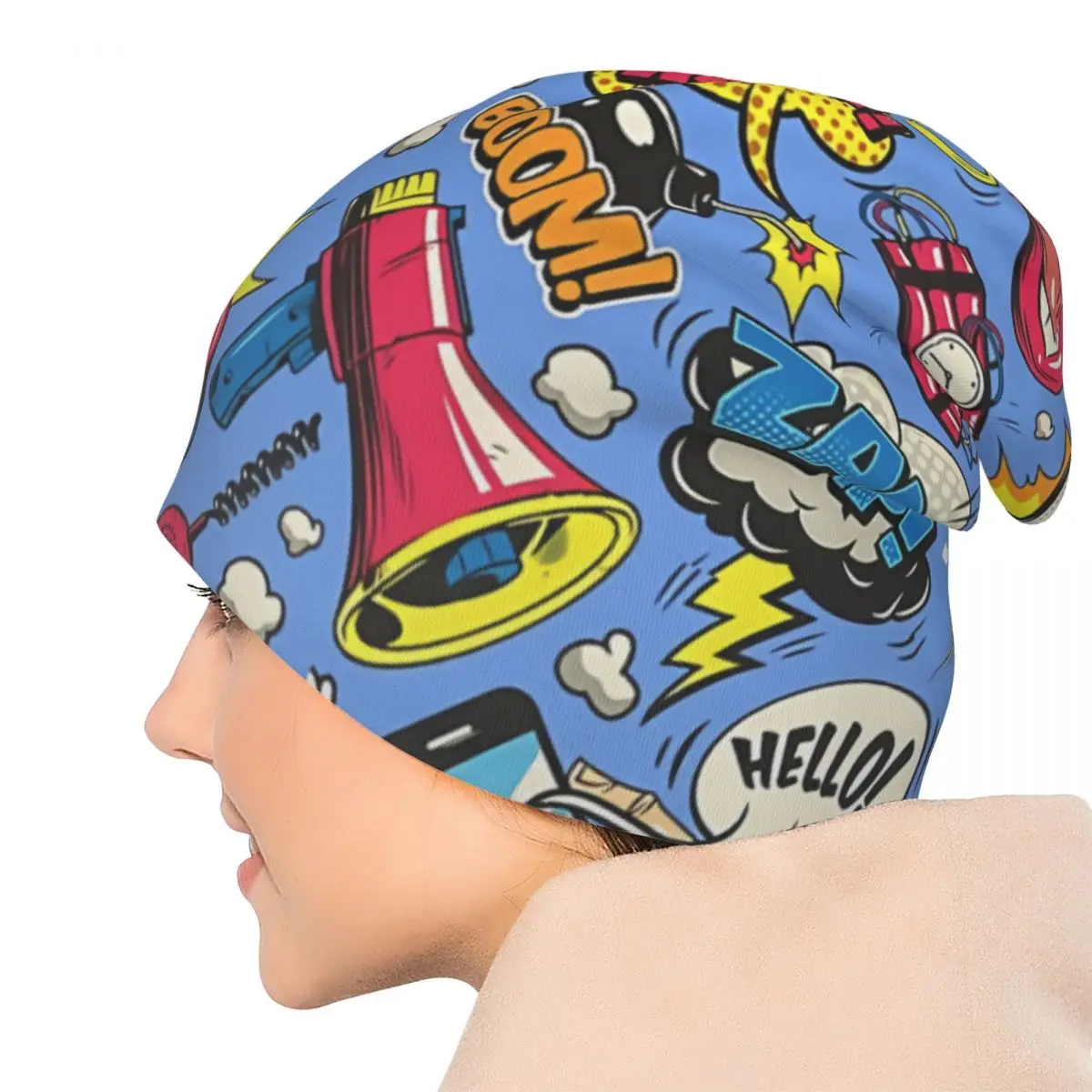 Шапочки для влюбленных комиксов облегающие шапки тонкая шапка с графикой из