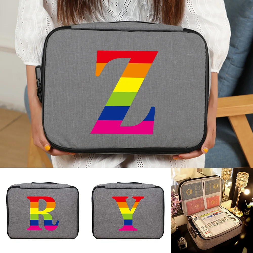 

Large Document Storage Bag File Lockbox Rainbow Printing Folder Passport Holder Password Lock Privacy Stuff Lockable Organizer