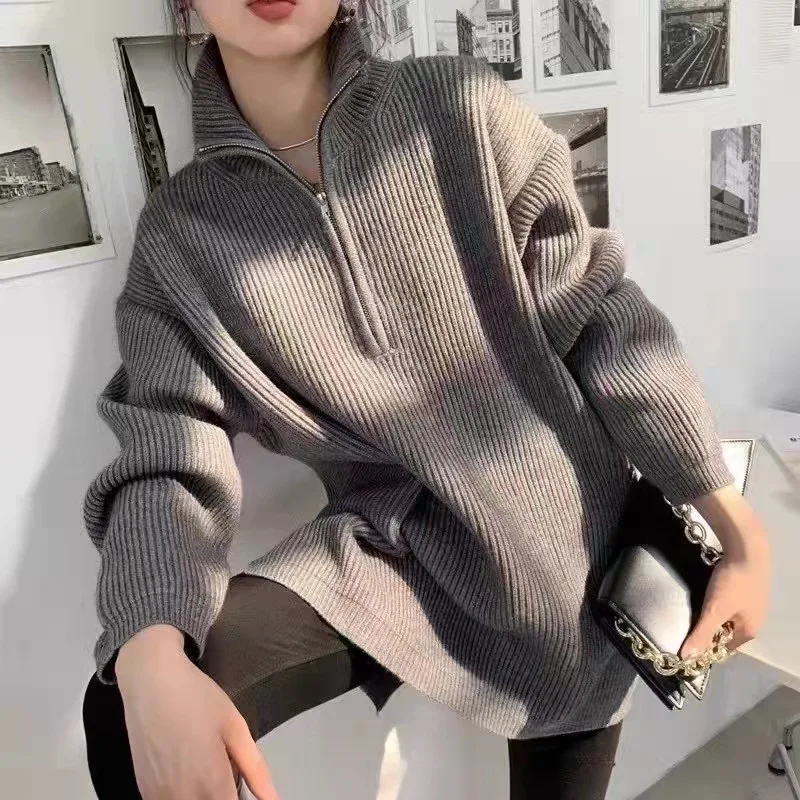 

2023 autumn and winter Korean version of fashion turtleneck sweater women loose pullover sweater outside to wear
