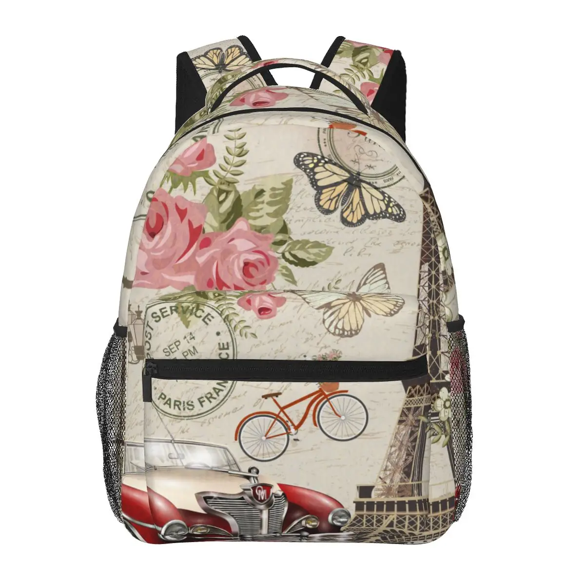 

Women Backpack Paris Vintage Fashion Bag for Women Men School Bag Bookbag Mochila