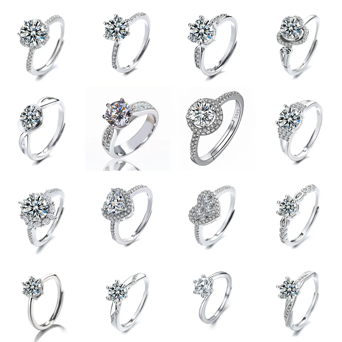 

2022 New Trendy Luxury Silver Color Wedding Rings for Women Cubic Zirconia Charms Bridal Wedding Engagement Ring Drop Shipping