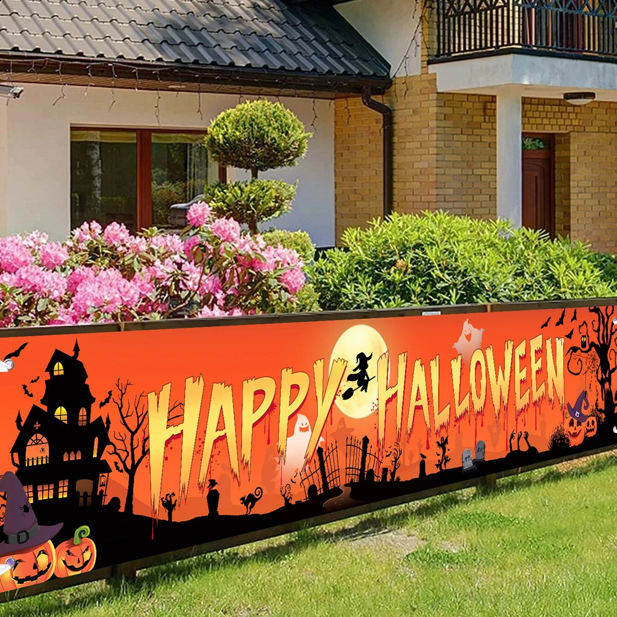 Happy Halloween Banner Party Favors Decorations For Home 2024 Trick or Treat Supplies