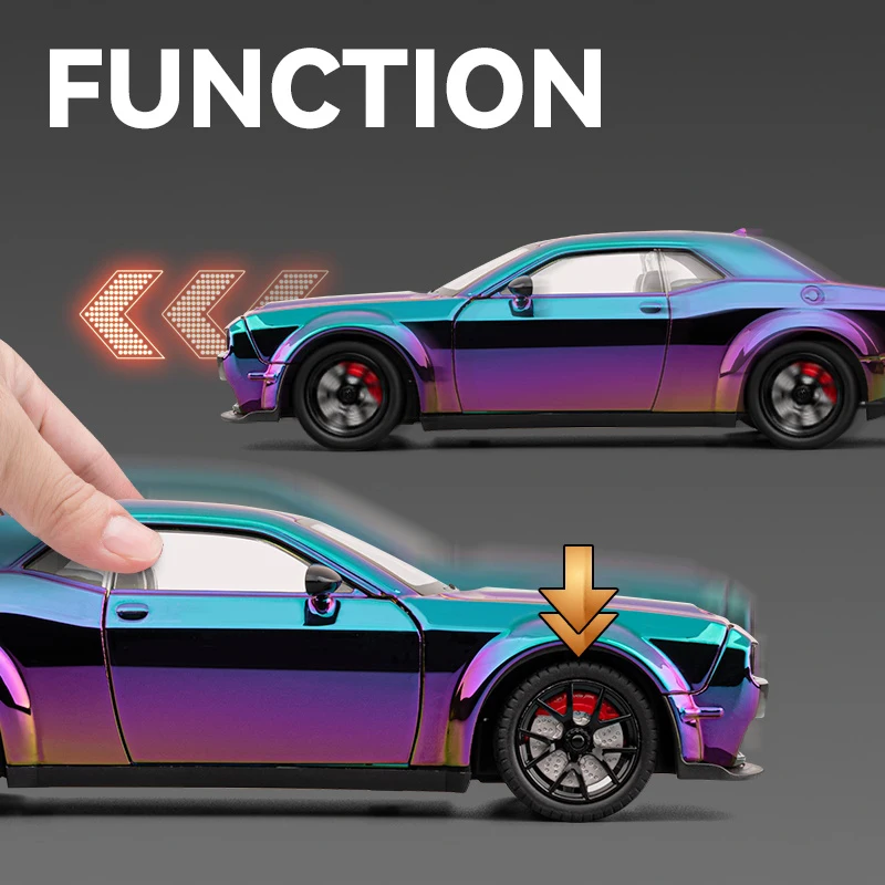 1:24 Dodge Challenger SRT Hellcat, гальваническая модель спортивного автомобиля из сплава, металлическая гоночная машина, модель автомобиля, звуковой свет, детская игрушка в подарок (art.: 3920cf385e9bb) - 3920cf385e9bb