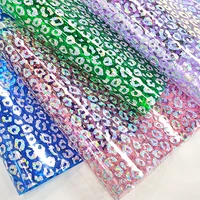 leopard printed iridescent rainbow pvc 20x30cm faux fabric laser hair bows earring making diy gift box decorative material
