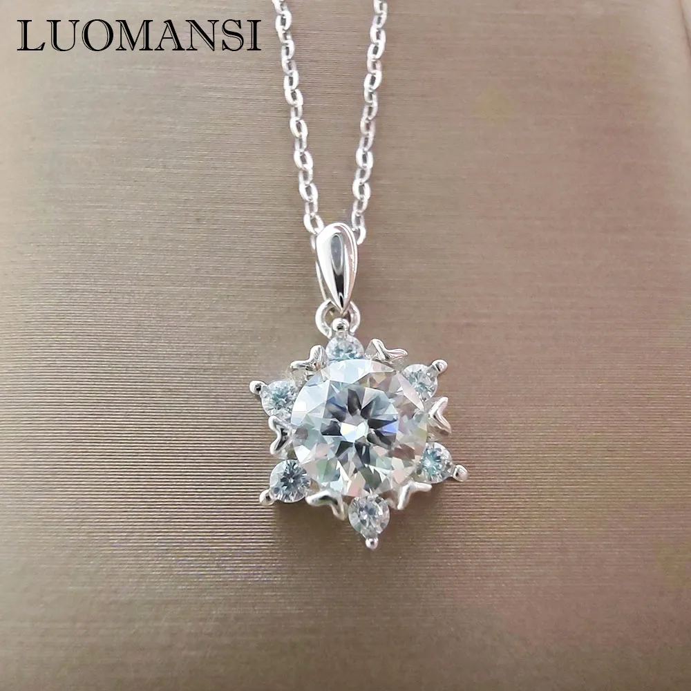 Luomansi-collar de pentagrama de moissanita para mujer, joyería de plata de 1 quilate D VSS, con certificado S925, regalo de fiesta de boda