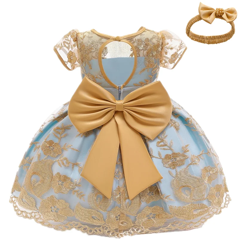 

Girls Elegant Bow Knot Dress for Baby Girls 0-2T 1st 2nd Birthday Party Clothing Vestidos Christening Wedding Princess Dresses