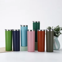 stainless steel double layer thermos cup car cup coffee cup spray plastic slimming cup factory direct supply
