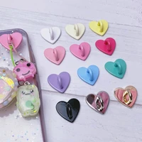 kawaii adhesive metal heart phone charm holder mobile phone case finger ring stand hooks buckle charms clasp accessories