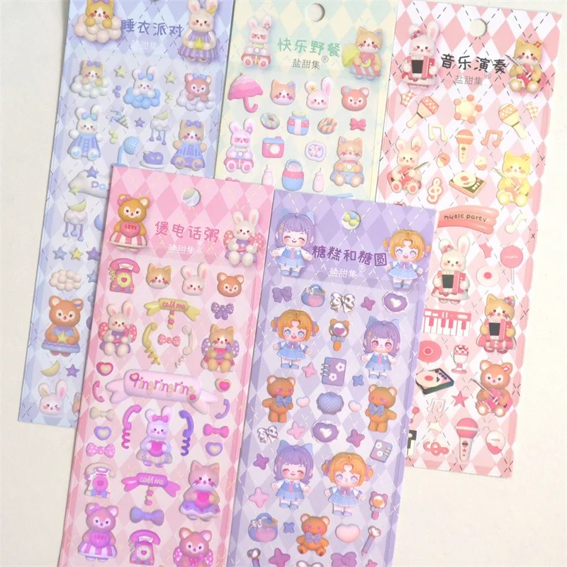 

Korean Cute Animal Lovely Girls Sticker Personalized Journal DIY Material Card Decorative Art Supplies Handbook Stationary