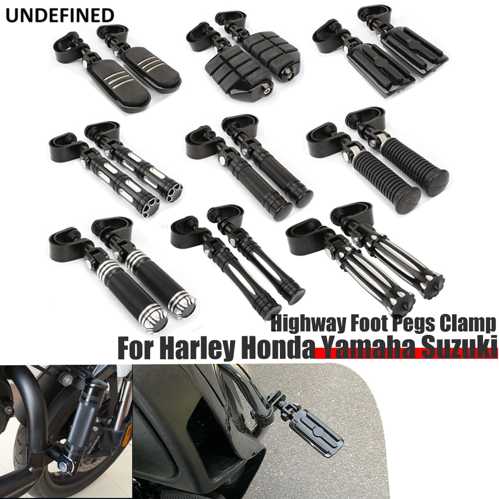 

25mm-32mm Highway Pegs Adjustable Motorcycle Footpegs Engine Guard Crash Bar Footrest Mount For Harley Sportster XL Dyna Softail