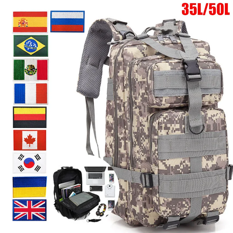 

Новый портативный Тактический Рюкзак MOLLE объемом 50 л/30 л, дорожная нейлоновая камуфляжная сумка 900D, военная сумка для охоты, пешего туризма, рыбалки, кемпинга, снаряжения