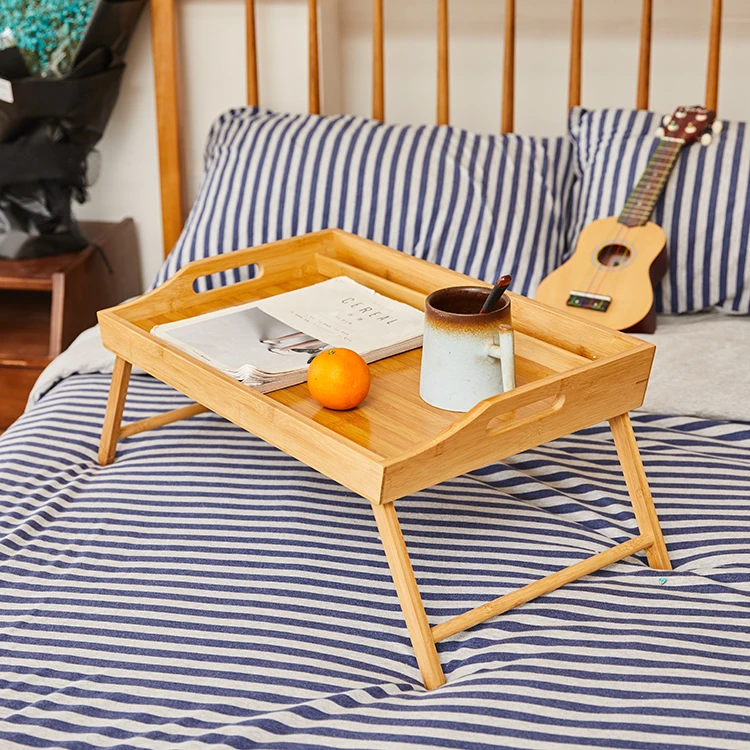 Бамбуковая кожа со складными ножками сервировочный портативный ноутбук поднос