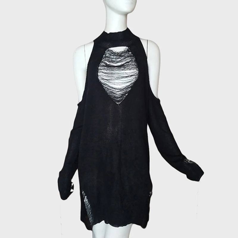 Женское трикотажное платье-свитер с открытыми плечами - купить по выгодной цене |