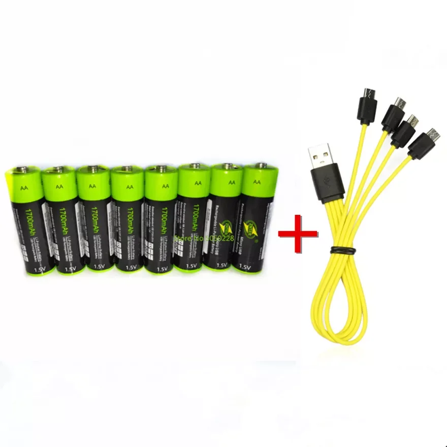 

ZNTER 1.5V AA Rechargeable Battery 1700mAh USB Rechargeable Lithium Polymer Battery Quick Charging by Micro USB Cable
