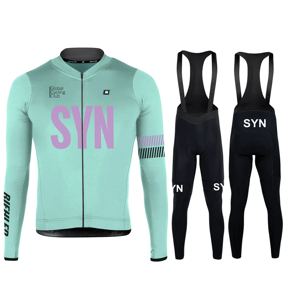 

2023 SYN Spring Autumn Men Long Sleeve Bib Pants Set Uniform Shirt Road Mtb Wear Bike Cycling Jersey Suits Bicycle Clothing