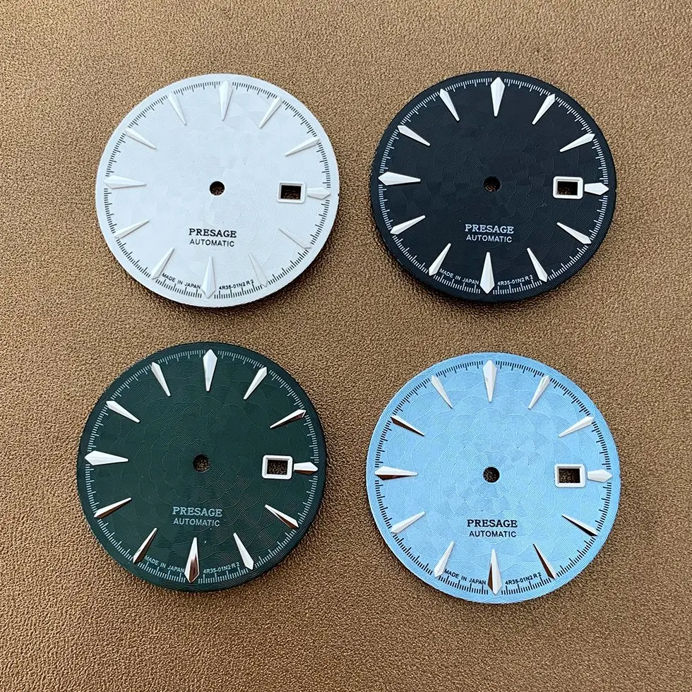 35mm NH35 Watch Dial NH36 Pattern Silver Nail Watch Dial for NH35 NH36 Automatic Movement Fit 40mm Watch Case with S LOGO Dial
