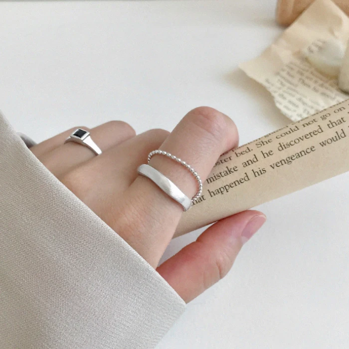 Корейское кольцо Sle из стерлингового серебра 925 холодная цепочка с шариками и