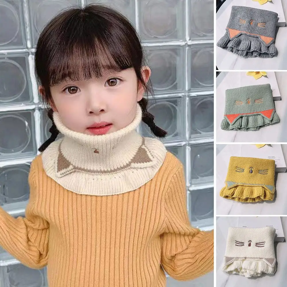 

Outdoor Windproof Cute Cartoon Neck Warmer Kids Knitted Scarf Fake Collar Warm
