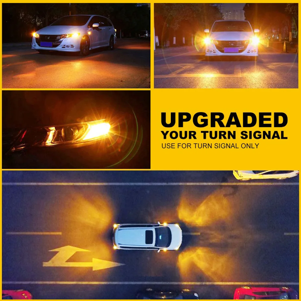 2 шт. 1156 BA15S P21W светодиодная лампа янтарного цвета Canbus Bau15s PY21W/T20 7440 7440A W21W без ошибок