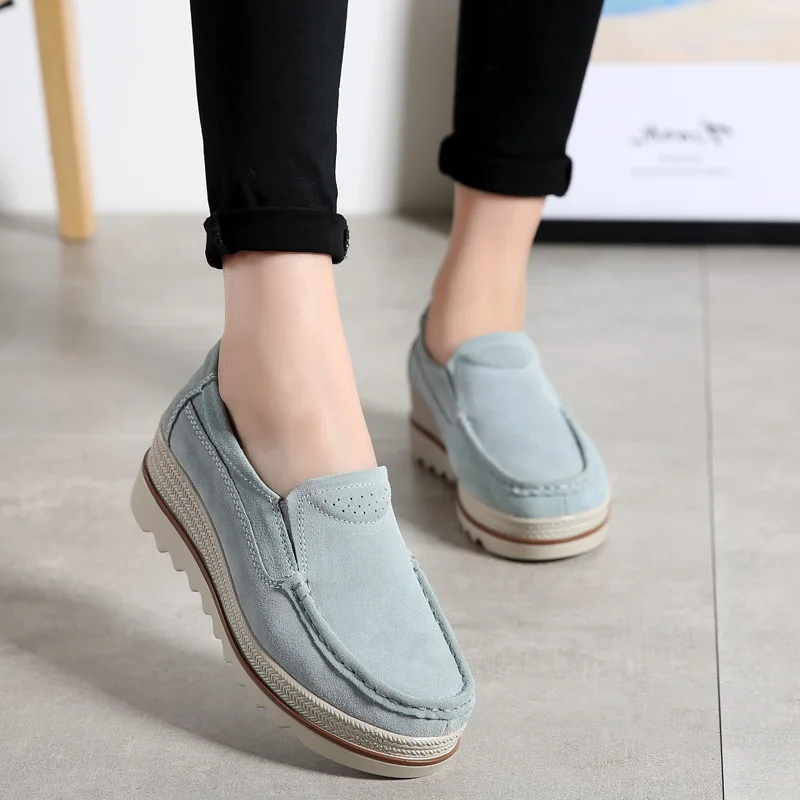 2023 Spring Women Flats Shoes Woman Platform Slip on Sneakers Suede Ladies Tenis Loafers Moccasins Casual Sapatilha Feminina