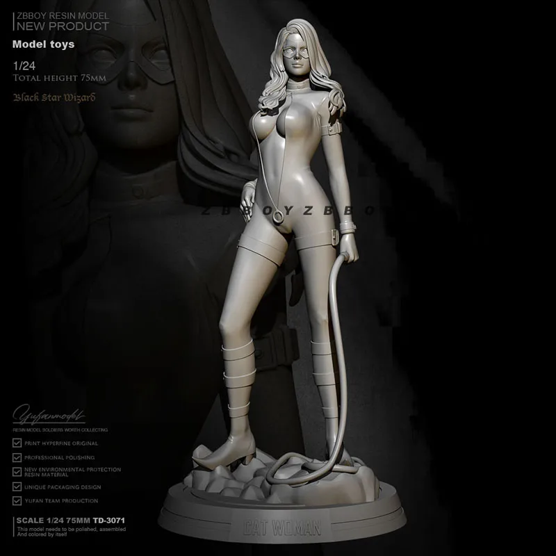 

75mm Female Warrior with Whip Resin Figure Female Soldier Model TD-3116